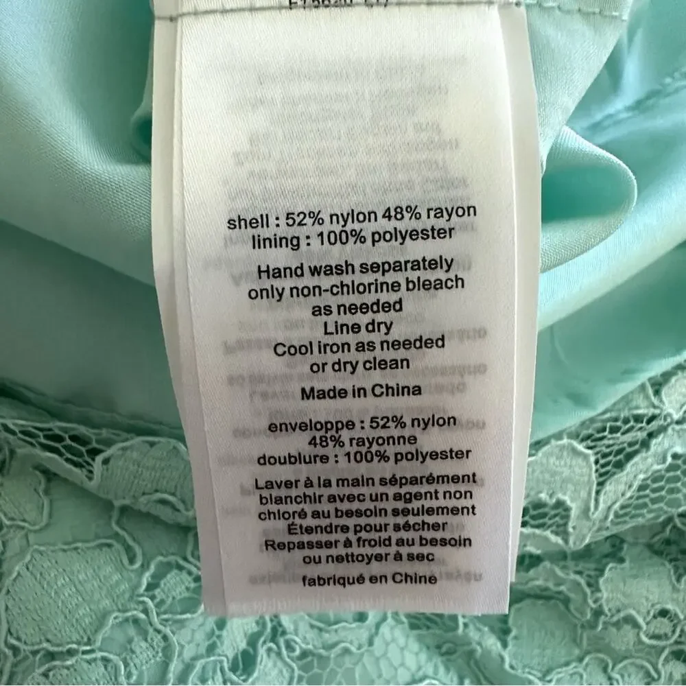 David’s Bridal Dress Mint Green Strapless Lace Gathered Cocktail Size 2 NEW - Picture 12 of 15